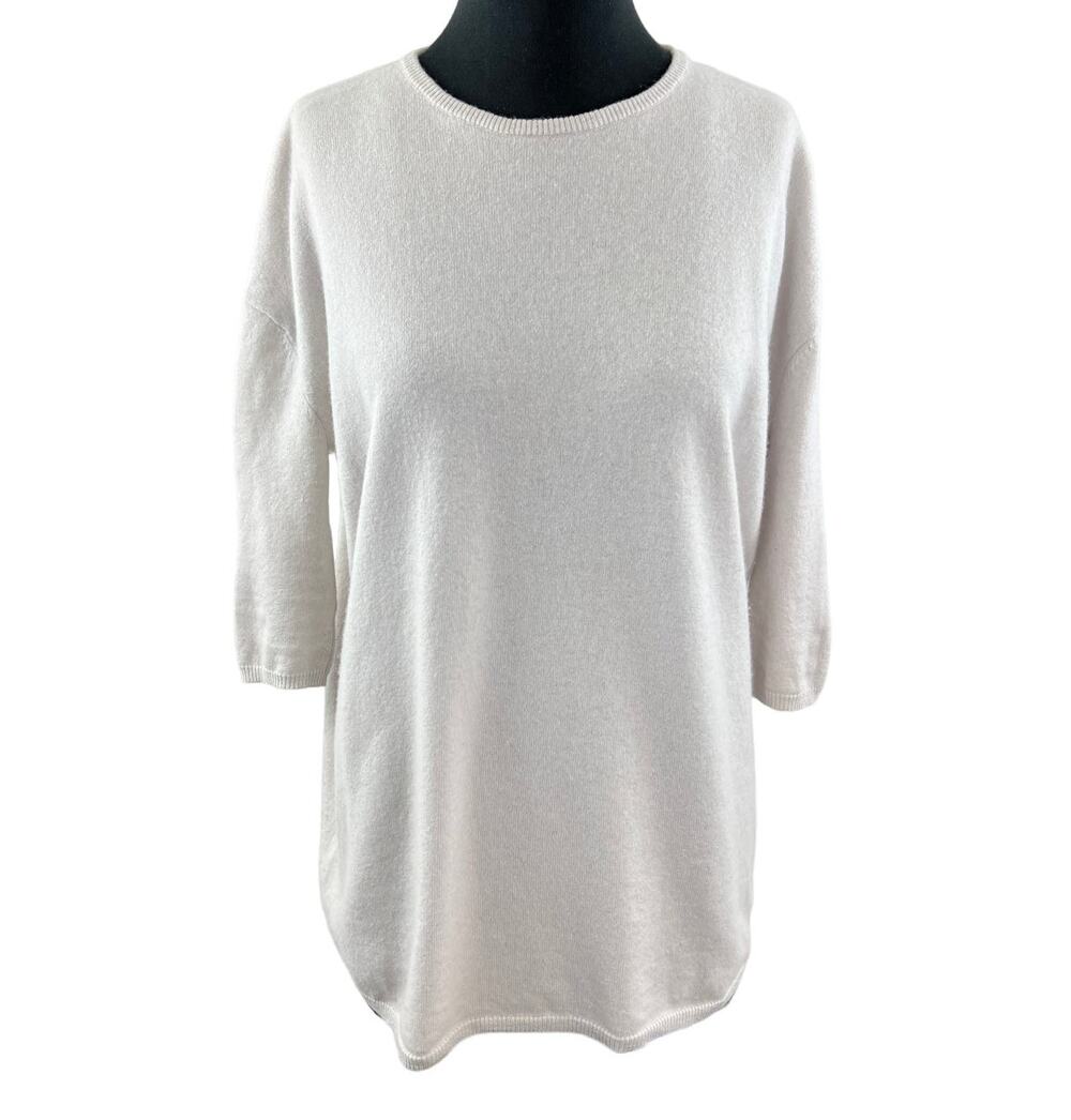 Organic by John Patrick Off White Sweater Dress Merino Crew Neck Size X-Small XS